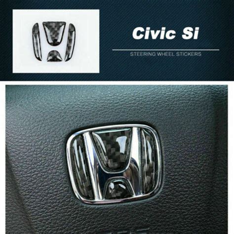 For Honda Civic Crv Accord Carbon Fiber Steering Wheel Center Logo