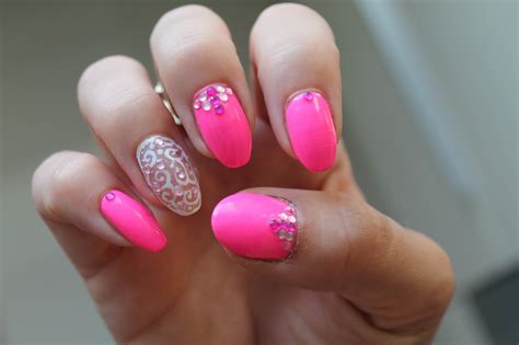 Pink And White Lace Nail Art Jersey Girl Texan Heart