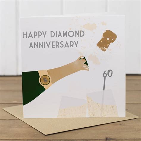 60th Diamond Wedding Anniversary Card By Yellowstone Art Boutique