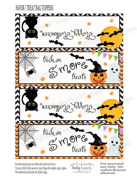 Halloween Smore Favor Treat Bags 2 Designs Instant Download Idboo