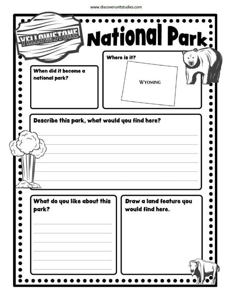 ️Yellowstone National Park Worksheets Free Download| Gambr.co