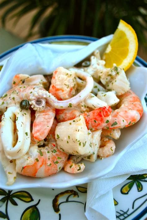 Scrumpdillyicious Poached Seafood Salad With Lemon Dill Sauce
