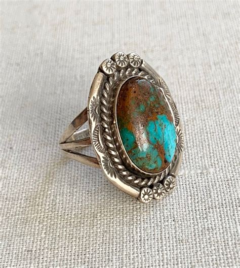 Vintage Navajo Turquoise Ring Vintage Native American Artist Signed M