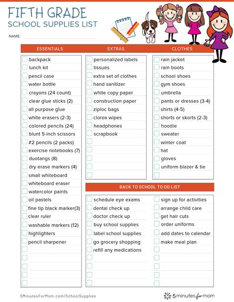 School Supplies List And Back To School Shopping Guide 5 Minutes For Mom