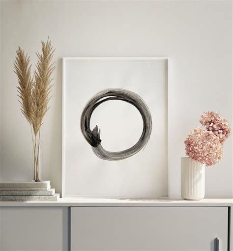 Zen Circle Abstract Wall Art Black And White Art Print Etsy