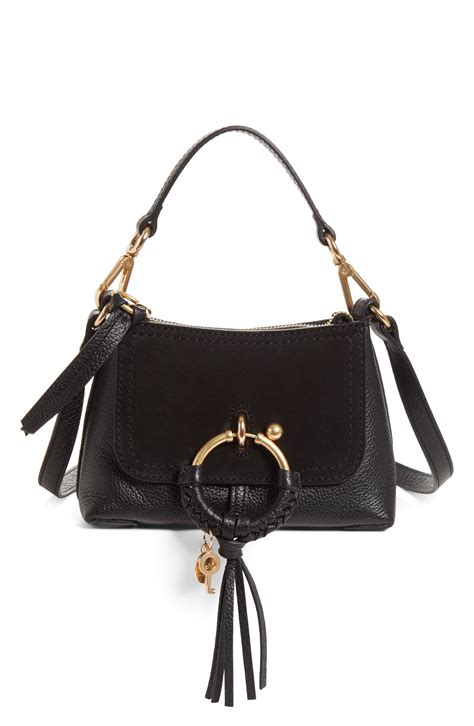 Lyst See By Chloé Small Joan Suede And Leather Crossbody Bag In Black