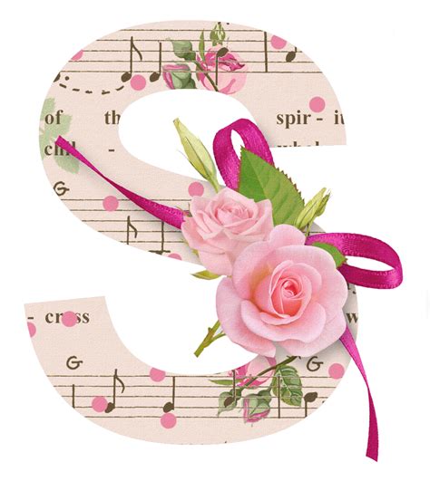 Abecedario Con Rosas En Fondo Musical Alphabet With Roses In Musical