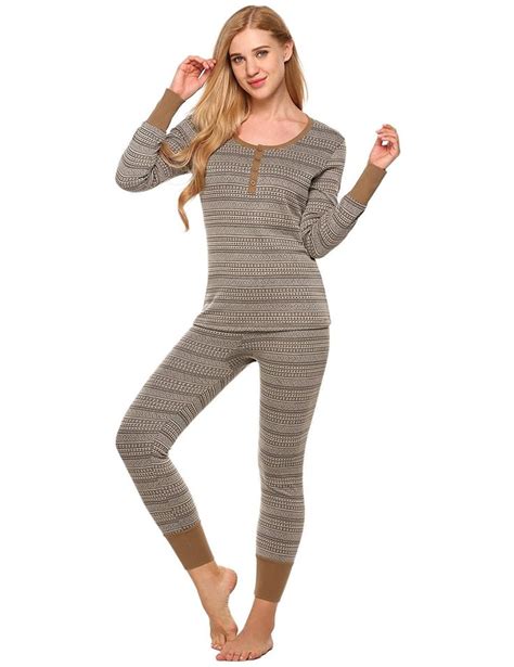ekouaer women s fitted thermal pajama set contrast patterned knitted pjs sets at amazon women s