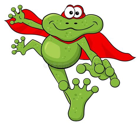 Frog Hero Jumps With Cape Stock Vector Image 56690018