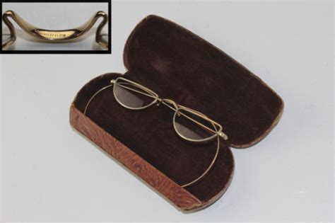 antique 14k gold yellow fellow 1 2 lens eyeglasses spectacles cabletemples wcase antique