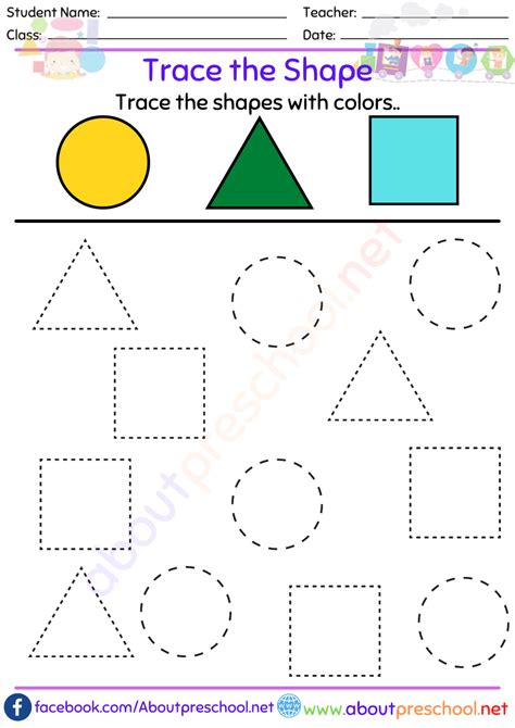 Trace The Shape Worksheet 5 About Preschool