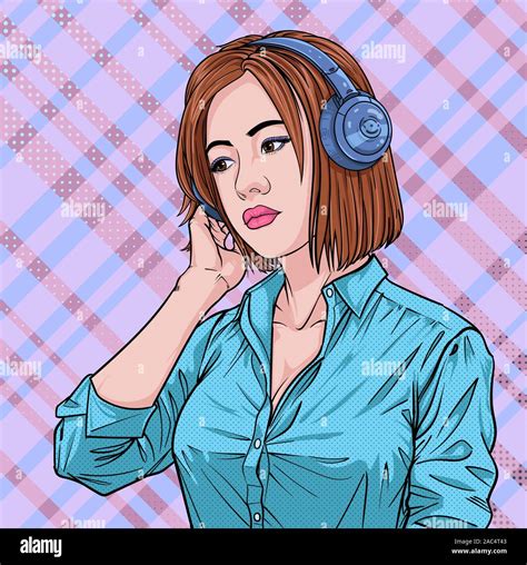 Portrait Of Girl Listening Music Stock Vector Images Alamy