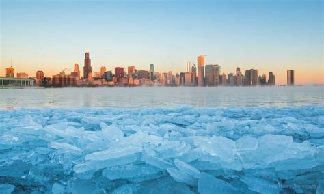Frozen Chicago Chicago Skyline Lake Michigan Frozen Lake