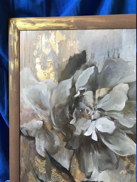 Original 50x60 Framed Flower Painting Oil Acrylic Large Etsy Oil