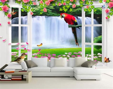 3d Mural Wallpaper Forest Bird White Window 3d Backdrop 3d Wallpaper Tv