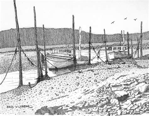 Lobster Boats Drawing By Paul Larson