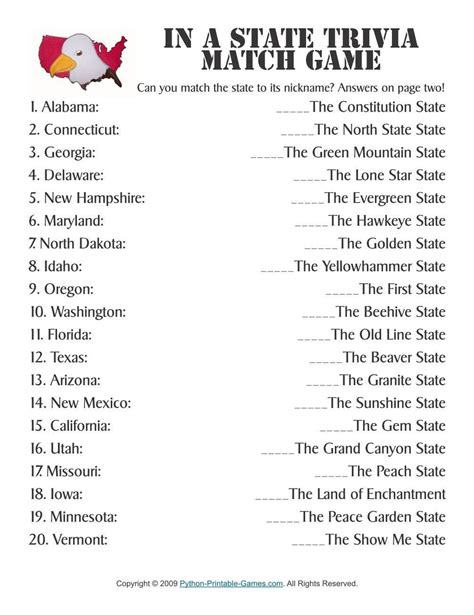 Independence Day State Nicknames Trivia
