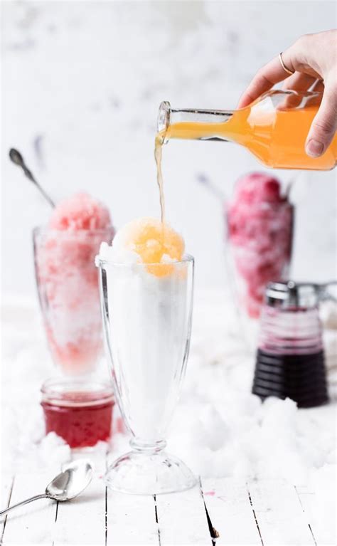 Pour Shot Of Natural Homemade Clementine Syrup Snow Cones Shave Ice