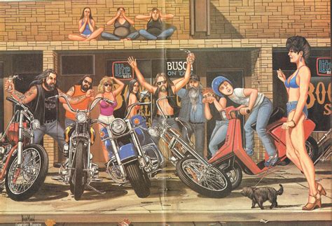 See No Evil David Mann Biker Art Centerfold Poster Removed From A Vintage Easyriders Motorcycle