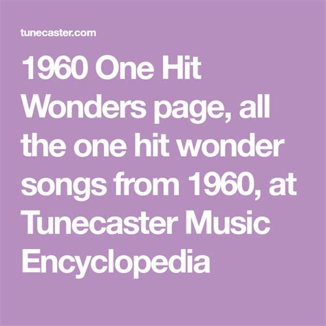 1960 One Hit Wonders Page All The One Hit Wonder Songs From 1960 At Tunecaster Music