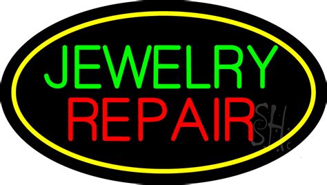 Jewelry Repair Oval Yellow Led Neon Sign Jewelry Repair Neon Signs