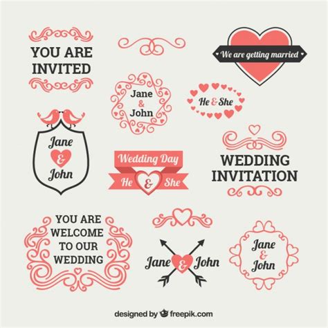 Ressources complémentaires pour votre invitation de mariage. Éléments D'invitation De Mariage Mignon | Vecteur Gratuite