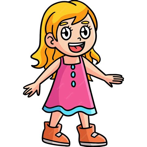 Premium Vector Happy Girl Cartoon Colored Clipart Illustration