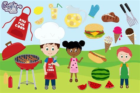 Backyard Bbq Clipart Summer Camp Clip Art Dad Grill Graphic By Crafty