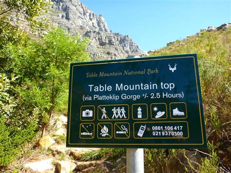 Table Mountain Cape Town Hiking Trail Map