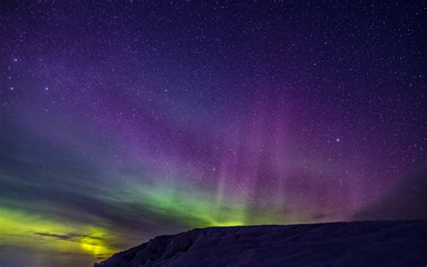 Aurora Borealis Glow Stars Night Hd Wallpaper Wallpaper Flare