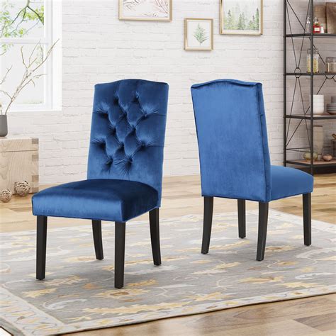 Noble House Nicholas Traditional Crown Top Velvet Dining Chairs Set Of