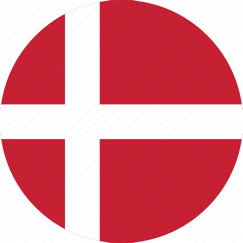 Flag Of Denmark In Circle Shape Scandinavian Northern Country