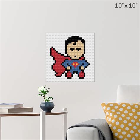 Superman Pixel Art Wall Poster Build Your Own With Bricks Brik