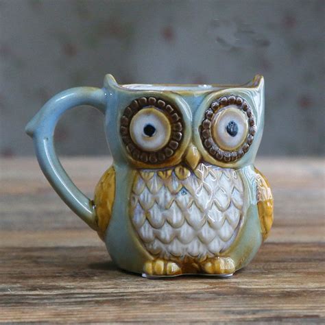 Retro Night Owl Ceramic Coffee Cup Cartoon Milk Coffee Tea Unique