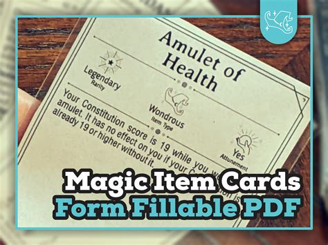 Magic Item Cards For Dnd 5e Form Fillable Pdfs Included Etsy Uk