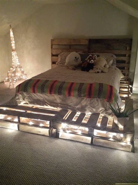 I've been wanting to make one for my queen bed as well. DIY pallet board bed frame and headboard idea. Used 10 ...