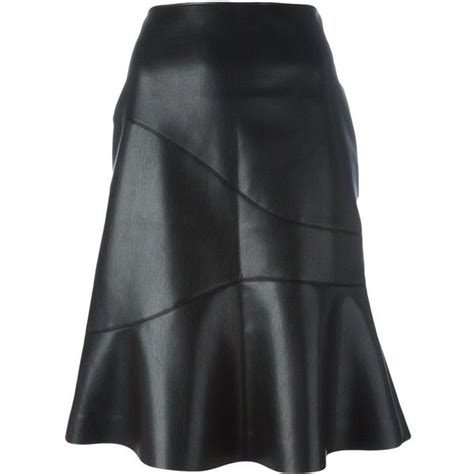 Cédric Charlier Flared Faux Leather Skirt 156 Liked On Polyvore