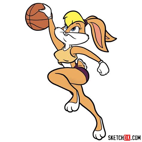 How To Draw Lola Bunny Playing Basketball Step By Step Drawing Tutorials Looney Tunes