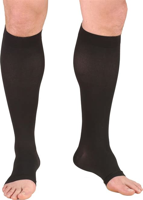 Truform 15 20 Mmhg Compression Stockings For Men And Women Knee High Length Open Toe Black X