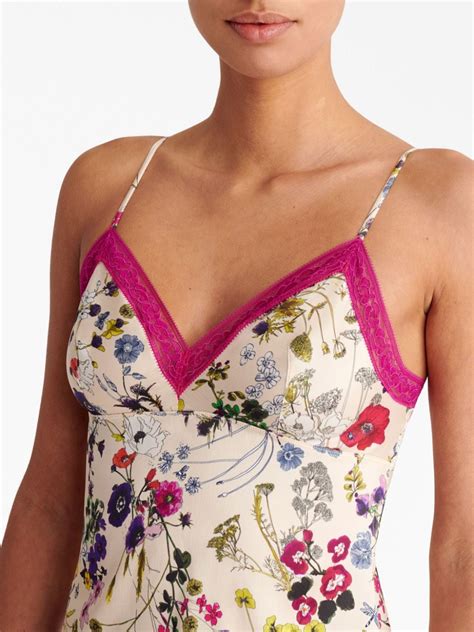 ERES Floral Print Spaghetti Strap Top Neutrals FARFETCH