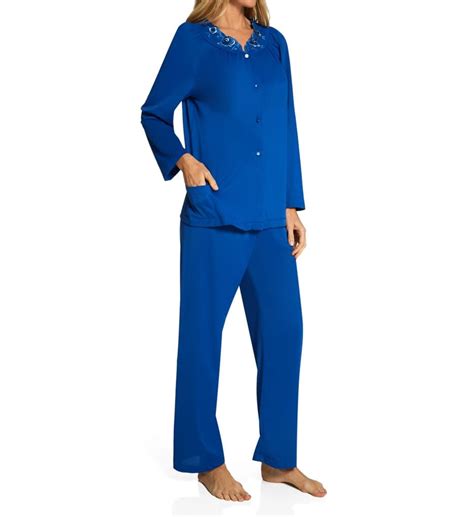 Women S Shadowline Petals Long Sleeve Pajama Set Navy Xl