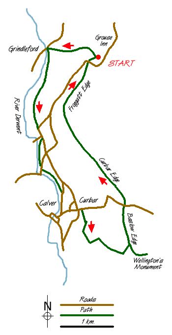 The River Derwent Curbar Baslow And Froggatt Edges Route Map Walking