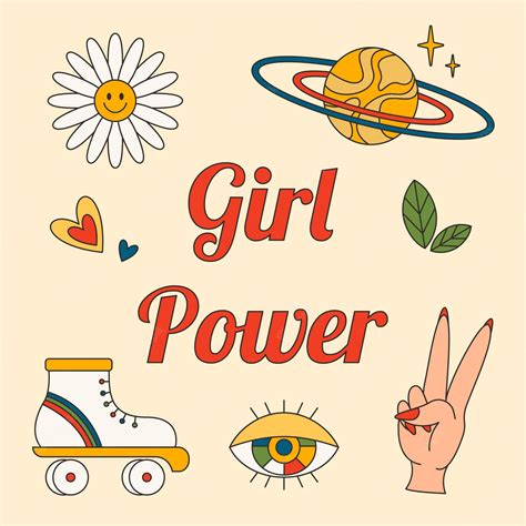 premium vector girl power feminism concept groovy colorful banner 70s style vector retro
