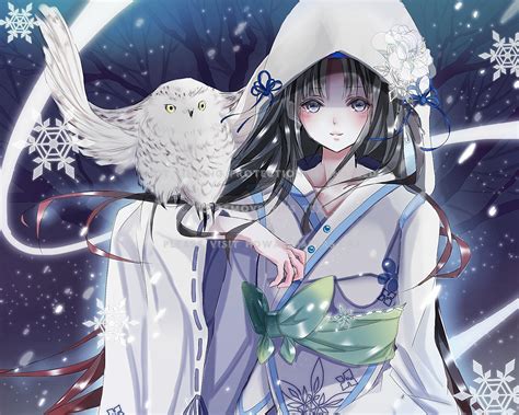 Snow Owl Winter Japan Female Anime Lovely