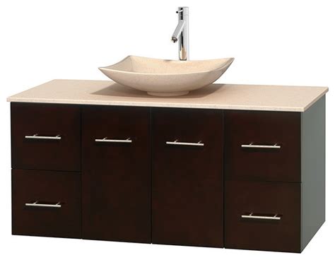 Vanity units, also known as under sink cabinets, bathroom sink cabinets, basin cabinets and even bathroom basin combination units (to use with a matching toilet unit) are a fantastic way of combining a basin with important storage which is key in a bathroom. 48" Single Bathroom Vanity in Espresso, Ivory Marble ...