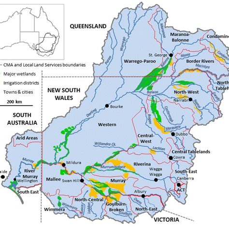Map Of The Murray Darling Basin Showing River Systems Wetlands