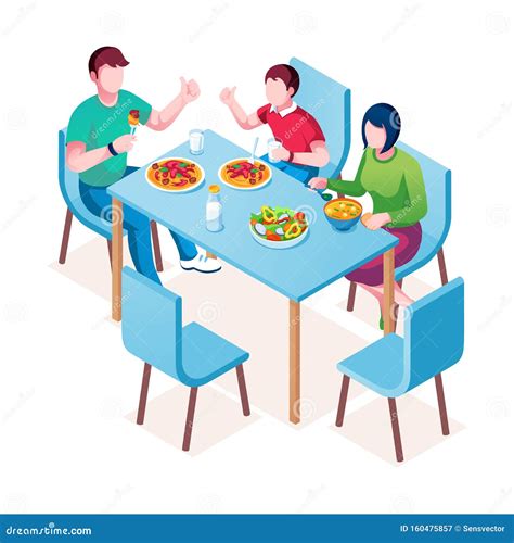 Familia Que Disfruta De La Comida O Cena Almuerzo En La Mesa