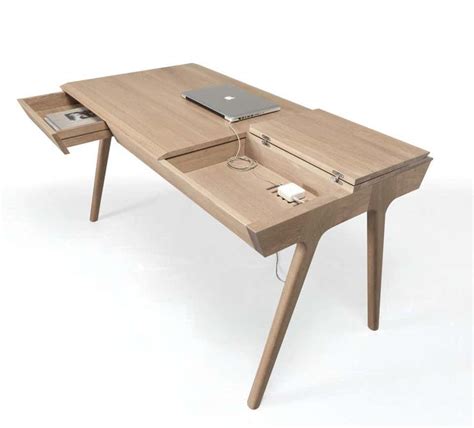 Scandinavian Style Secretary Desk In Walnut Or Oak In 2020 Solid Wood