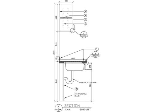 Section Of Wash Basin With Cabinet AutoCAD Drawing Free File Cadbull