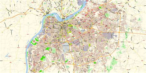 Louisville Kentucky Us Map Vector Exact City Plan Low Detailed Street